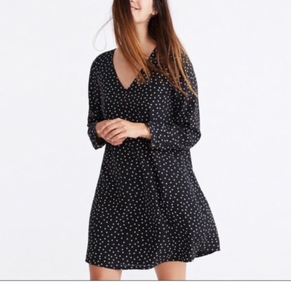 Madewell Silk Star Button Back Dress